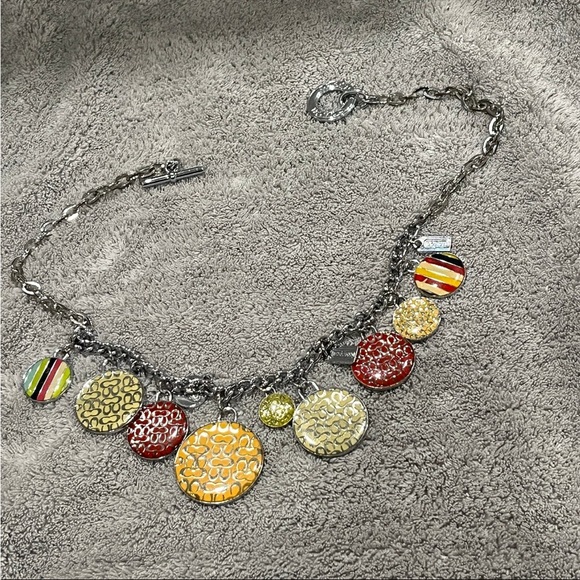 VINTAGE COACH LEGACY SIGNATURE MEDALLION CHARM 17” STAINLESS STEEL NECKLACE - Picture 3 of 8